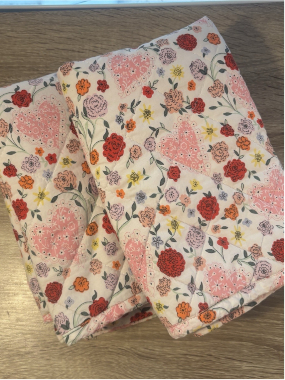 Cath Kidston London PINK Floral Hearts Pillow Shams 20" x 26" Cottage Set of 2